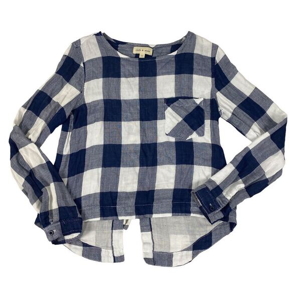 Cloth & Stone womens XS Plaid Lace-Back Shirt - Picture 1 of 8